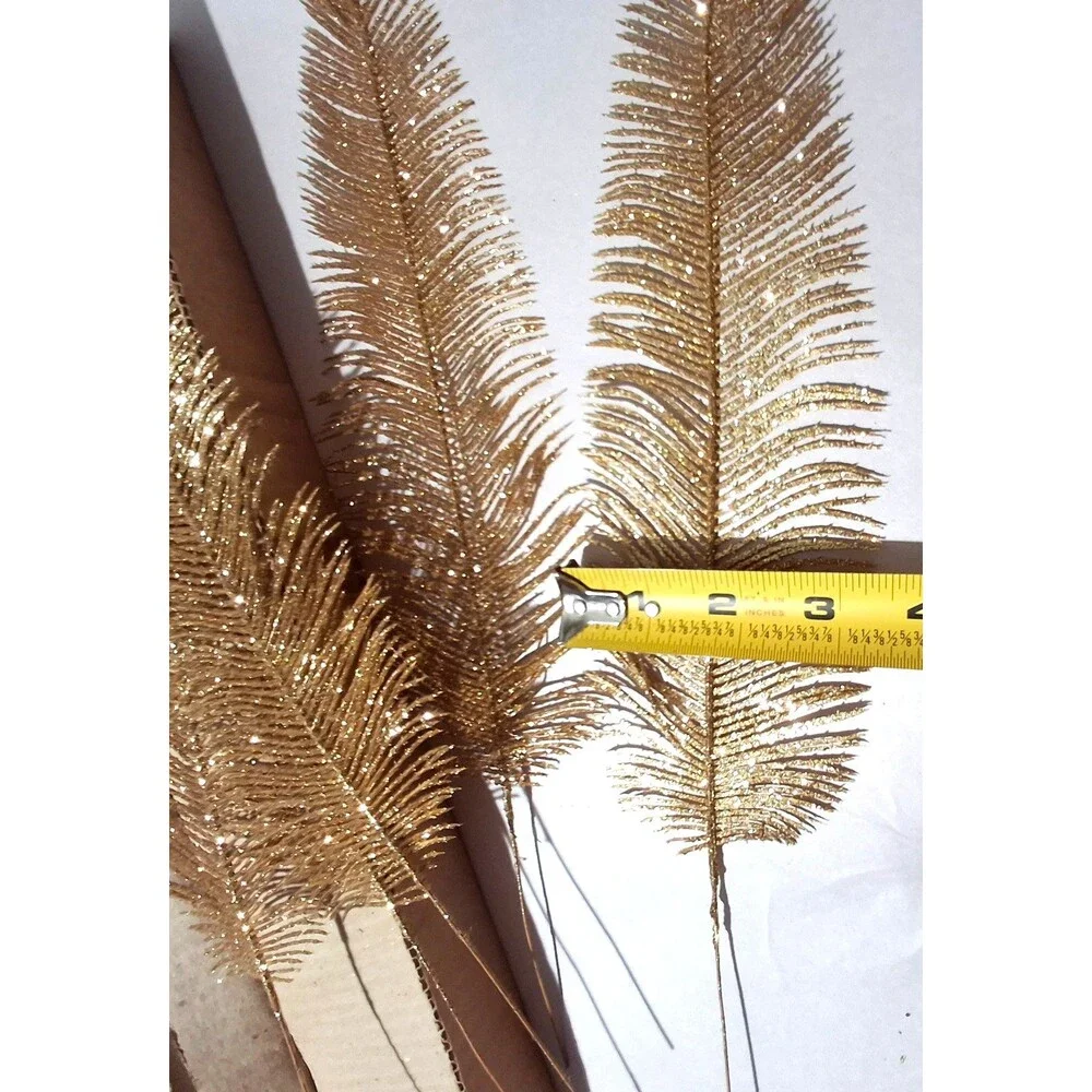 Home Interiors Faux Fern Gold Glitter Decorative Sprays Decor Feather Look 12 Pc